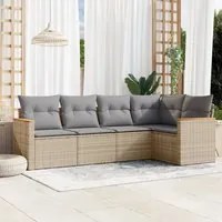 Set Divano da Giardino 5 pz con Cuscini Beige in Polyrattan 3258349