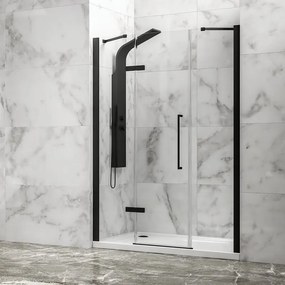 Porta doccia 130cm battente e 2 fissi colore nero | KT6000N - KAMALU