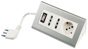 Polypool Multipresa 3 posizioni 16a + usb 2 x 10-16a 2p+t + 1 Shuko + usb,  2m Cavo, Spina 16a