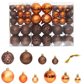 Set Palline di Natale 100 pz 3/4/6 cm, Marroni