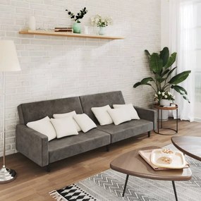 Divano Letto A 2 Posti Grigio Scuro İn Velluto /