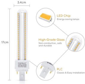 Lampadina LED G24D-3/15W/230V 3000K - Aigostar