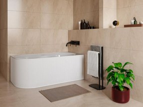 Vasca angolare scanalata 240 litri 170 x 80 x 60 cm Bianco opaco Acrilico Angolo a destra - BARBORI