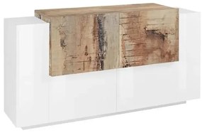 Credenza Moderna NEW CORO con 2 Ante Battenti - Colore Bianco/Abete Pera