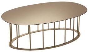 Tavolino D90 cm con base in metallo Beige e piano in vetro Bronzo MUTE