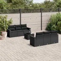 Set Divani da Giardino con Cuscini 7pz Nero Polyrattan 3251042