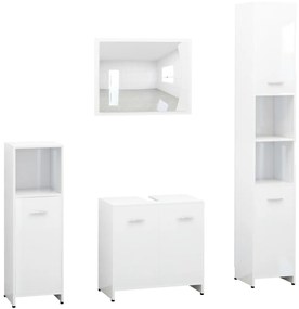 Set mobili da bagno 4 pz bianco lucido in truciolato