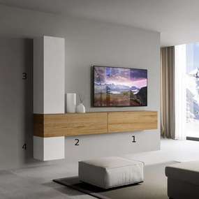 Parete soggiorno A113 L.254 H.174 P.39,5 Quercia e Bianco