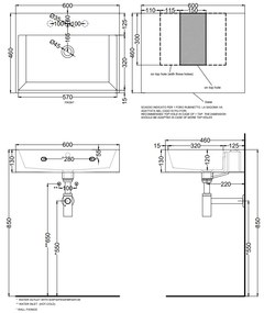 Cielo Smile Lavabo monoforo 60x46 sospeso o da appoggio con troppopieno in ceramica bianco lucido