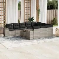 Set Divani da Giardino 11 pz con Cuscini in Polyrattan Grigio 3255439