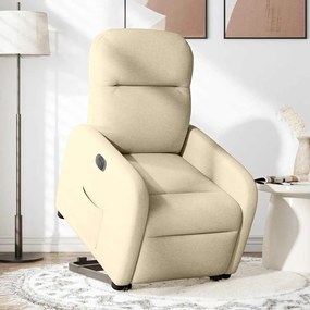 Poltrona Alzapersona Reclinabile Elettrica Crema İn Tessuto /
