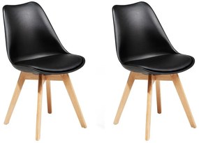 Set di 2 sedie in plastica nera e legno naturale DAKOTA II Beliani