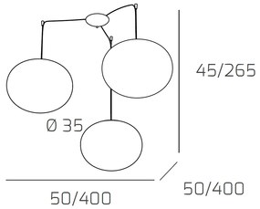 Sospensione Contemp Decentratori Soft Metallo Cromo Vetro Opaco 3 Luci E27 35Cm