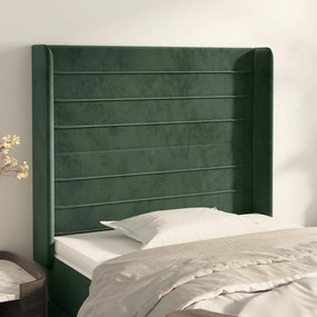 Testiera ad orecchio verde scuro 93x16x118/128 cm in velluto