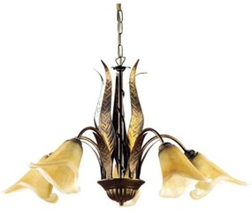 Lampadario Rustico Lampadario Rustico Olga 5x E14 marrone paralume marrone 5x E14