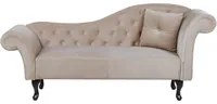 Chaise longue Beige Velluto Tappezzeria versione destra Chesterfield Bottone Tufting Beige Retro