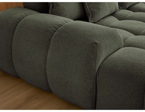 Divano angolare verde allungabile e con contenitore (penisola a destra/a U) con rivestimento in ciniglia Everest – Bobochic Paris