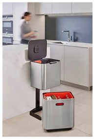 Bidone in acciaio per rifiuti differenziati in argento 60 l Totem Max - Joseph Joseph