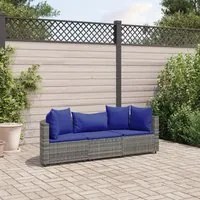 Set Divani da Giardino 3 pz con Cuscini Grigio in Polyrattan 3308455