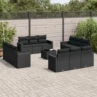 Set Divani da Giardino 13pz con Cuscini Nero in Polyrattancod mxl 87188