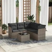 Set Divano da Giardino 6 pz con Cuscini Grigio in Polyrattan 3217630