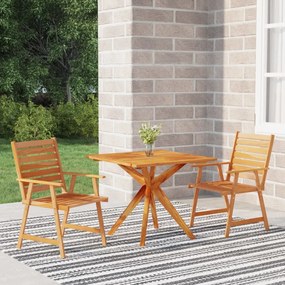 Set Mobili Da Pranzo Per Giardino 3 Pz Legno Massello Di Acacia /