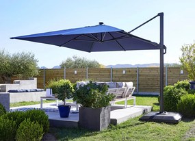 Ombrellone a palo laterale grigio Sonora NATERIAL L 282 x 391 cm con telo blu