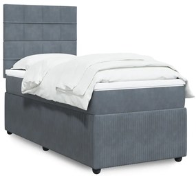 Giroletto A Molle Con Materasso Grigio Scuro 100x200 Cm Velluto /