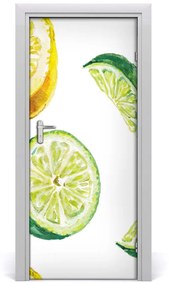 Adesivo per porta interna Lime e limoni 75x205 cm