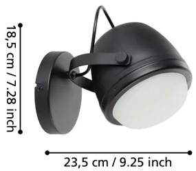 Eglo 390081 - Applique UPANEMA 1xE27/28W/230V nero