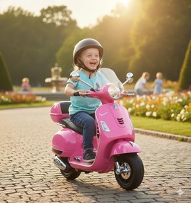 Piaggio Vespa GTS Elettrica 12V con Bauletto per Bambini Rosa...