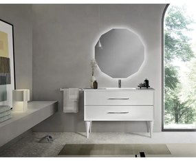 Mobile da bagno a terra moderno con base 100 CLASSIC con 2 cassetti e lavabo BIANCO OPACO