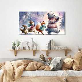 Quadro su tela – Parata invernale di animali con melodia