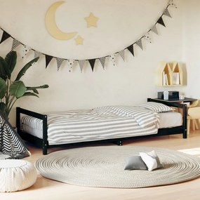 Giroletto Per Bambini Nero 90x190 Cm İn Legno Massello Di Pino /