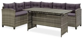 Set divani da giardino 2 pz con cuscini in polyrattan grigio