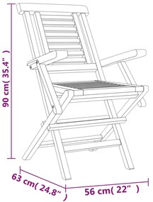 Sedie da Giardino Pieghevoli 6pz 56x63x90cm Legno Massello Teak