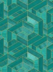 Coordonne Tapete Hexagon - Aqua