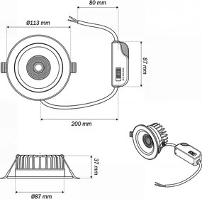 Faro da incasso LED 10W 3in1 IP44 Dimmerabile Foro ø89mm - 109mm Colore Bianco Variabile CCT