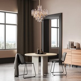 Lampadario Contemporaneo Flare Metallo Oro 6 Luci Diffusori Vetro