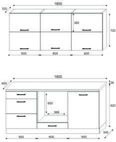 Cucina ELISE 180 cm grafite