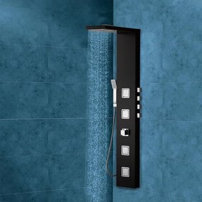 Colonna doccia idromassaggio Holoma con miscelatore termostatico nero lucido 4 getti