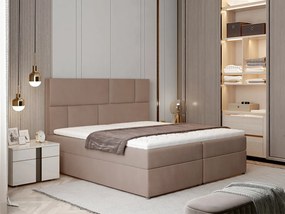 Letto matrimoniale boxspring Londra - 160 x 200 cm , Tessuto tortora