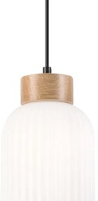 Lampadario a sospensione con filo HARMONY 1xE27/15W/230V diametro 14 cm bianco/quercia