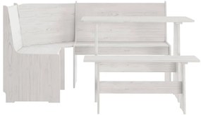 Set da pranzo 3 pz reine bianco in legno massello di pino