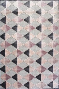 Tappeto Farashe geometrico in viscosa rosa, L 200 x L 140 cm