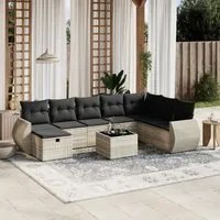 Set Divano da Giardino 9pz con Cuscini Grigio Chiaro Polyrattan 3264218