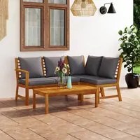 Set Divani da Giardino 4 pz con Cuscini in Massello di Acacia cod mxl 48107