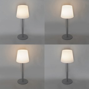 Lampada da tavolo grigia ricaricabile con LED e dimmer IP54 - Jude