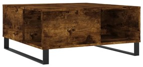 Tavolino da salotto rovere fumo 80x80x36,5 cm legno multistrato