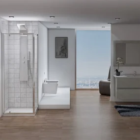 Box doccia angolare 70x70 cm con porta battente in cristallo trasparente Ted
